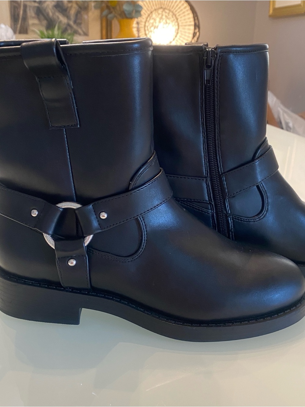 NWOT DV by Dolce Vita Black Leather Harness Moto Biker Boots - Size 7